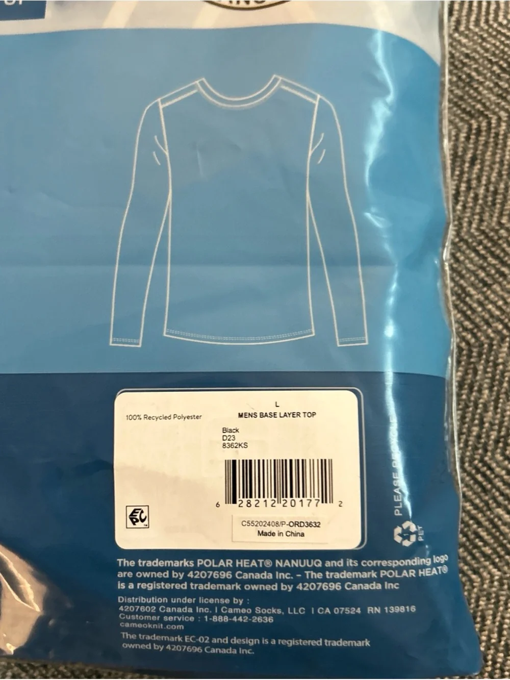 POLAR HEAT NANUUQ MENS THERMAL BASE LAYER TOP Large Midweight Fleece Backed Top